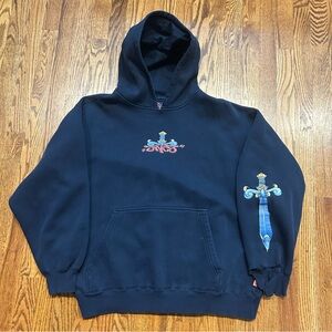 Rare JNCO Jeans Sword & Dragon Hoodie Men’s XL Y2K Navy Skater Flaw Vintage